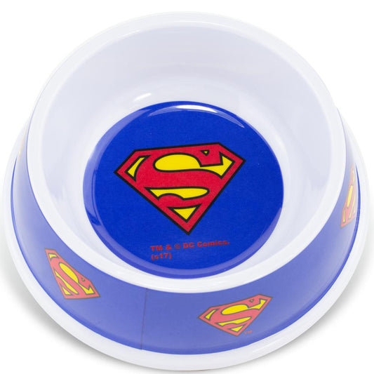 SINGLE MELAMINE PET BOWL - 7.5 (16OZ) - SUPERMAN SHIELD BLUE