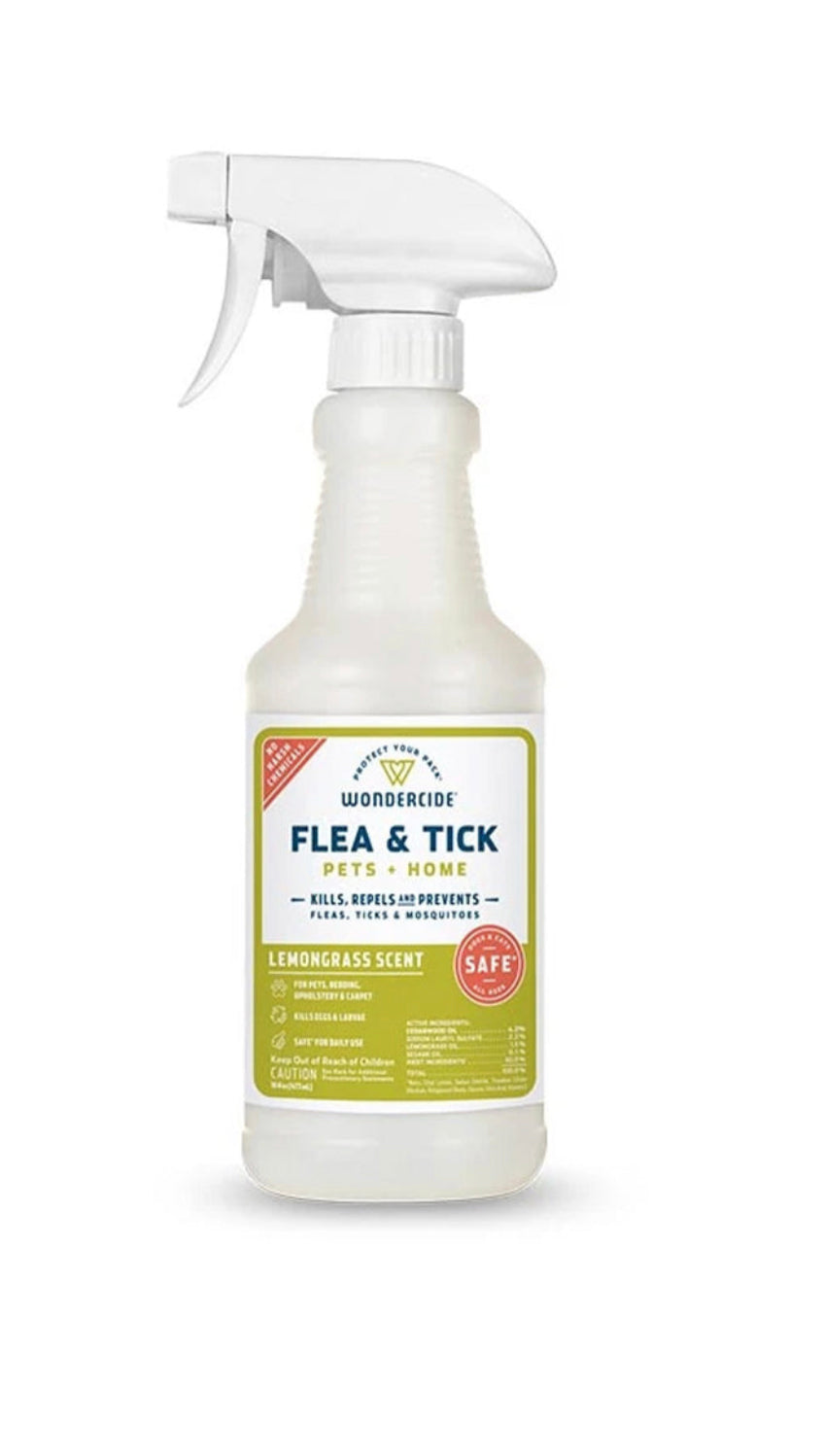 Wondercide - Spray contra pulgas, garrapatas y mosquitos para mascotas y el hogar (16 oz, aroma a limoncillo)