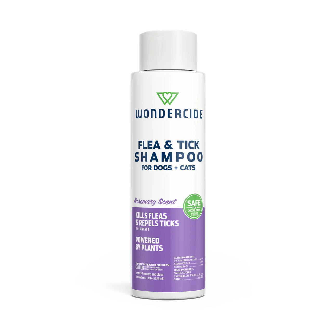 Champú líquido contra pulgas y garrapatas para perros y gatos con romero de Wondercide (12 oz)