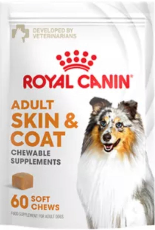 Royal Canin Suplemento Masticable Blando para Perros Adultos – Piel y Pelaje con Omega-3 y Omega-6 (60 unidades)