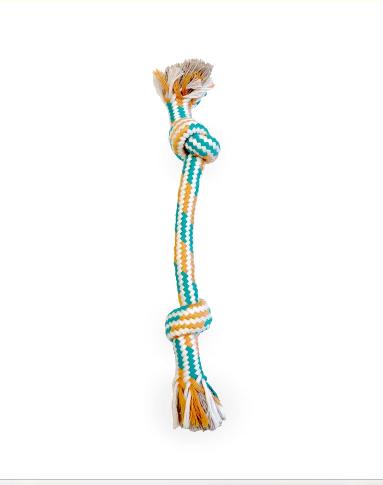 Juguete de cuerda con nudos para perro, color naranja/verde azulado, 8.5 pulgadas