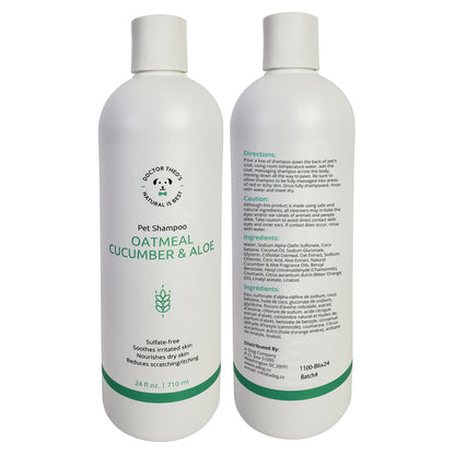 Dr. Theo's Dog Shampoo - Oatmeal, Cucumber & Aloe - Made in USA - 24 oz