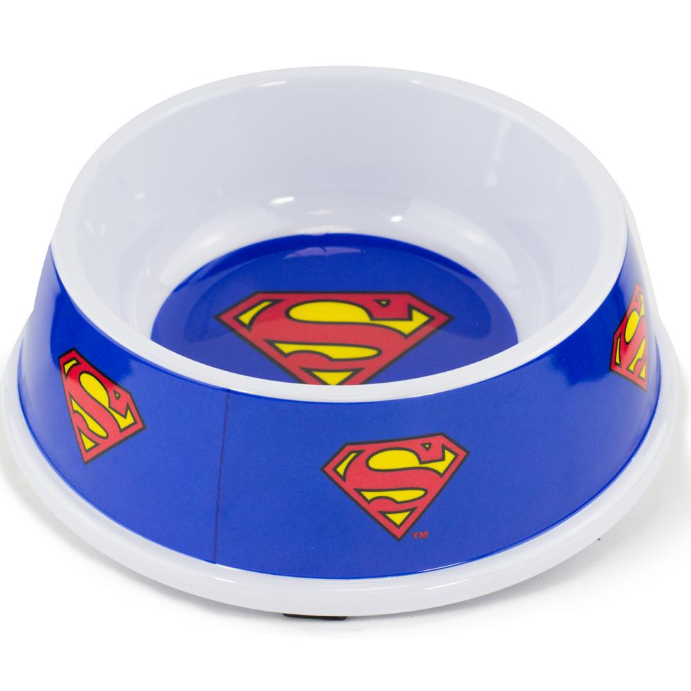 SINGLE MELAMINE PET BOWL - 7.5 (16OZ) - SUPERMAN SHIELD BLUE