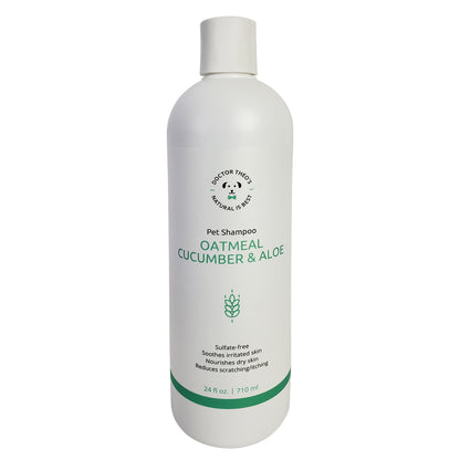 Dr. Theo's Dog Shampoo - Oatmeal, Cucumber & Aloe - Made in USA - 24 oz